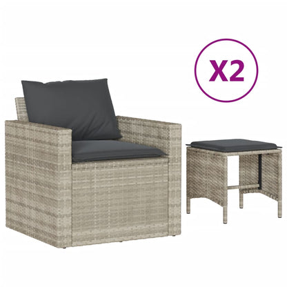 Set Divano da Giardino 4pz con Cuscini Grigio Chiaro Polyrattan | homemem39