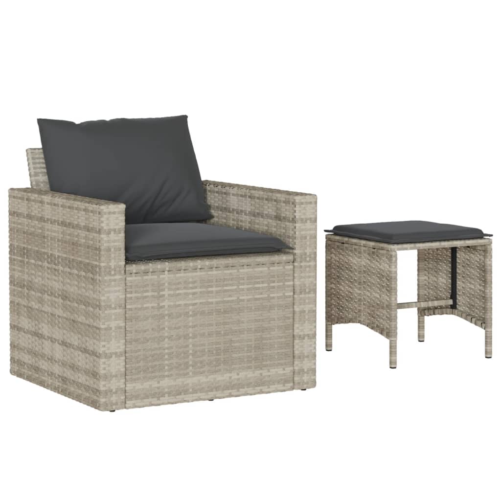 Set Divano da Giardino 4pz con Cuscini Grigio Chiaro Polyrattan | homemem39