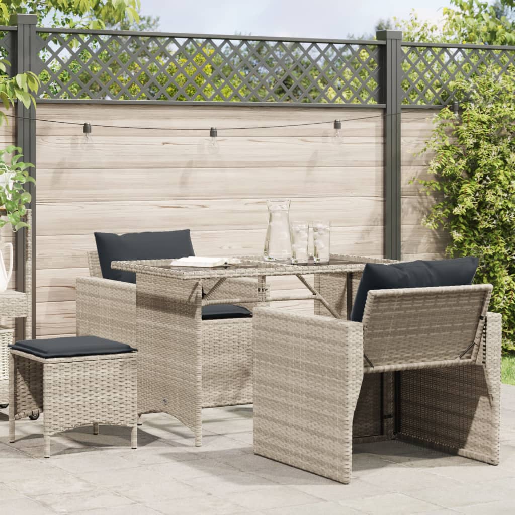 Set Divano da Giardino 4pz con Cuscini Grigio Chiaro Polyrattan | homemem39