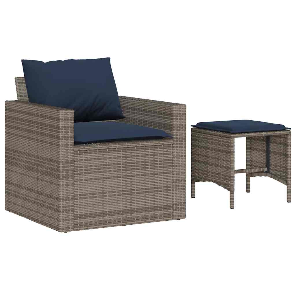 Set Divani da Giardino 4 pz con Cuscini in Polyrattan Grigio | homemem39