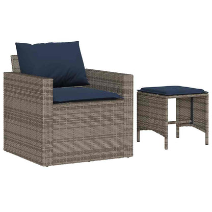 Set Divani da Giardino 4 pz con Cuscini in Polyrattan Grigio | homemem39