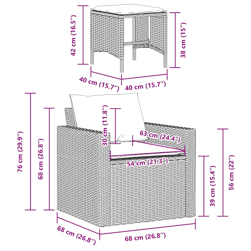 Set Divani da Giardino 4 pz con Cuscini in Polyrattan Grigio | homemem39