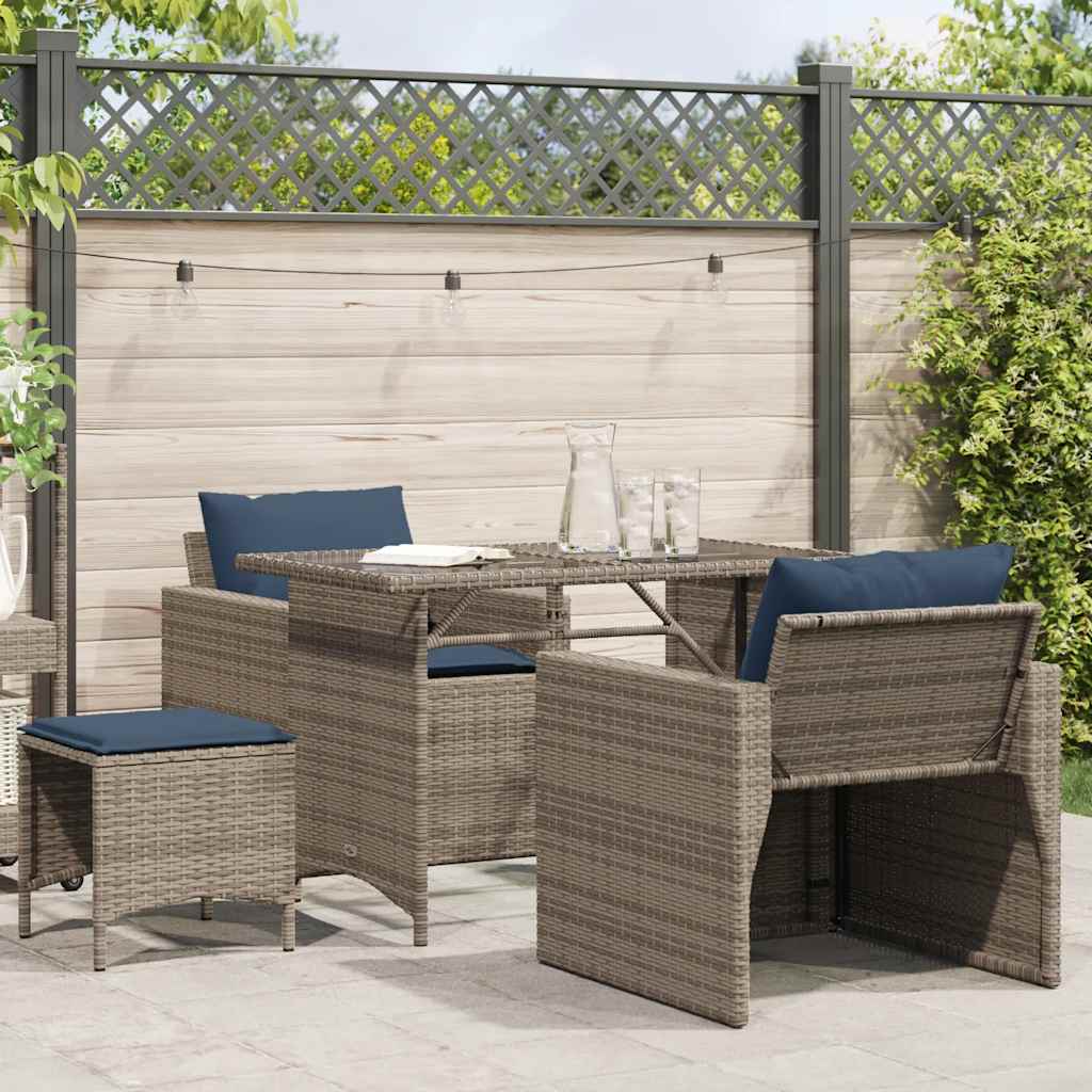 Set Divani da Giardino 4 pz con Cuscini in Polyrattan Grigio | homemem39
