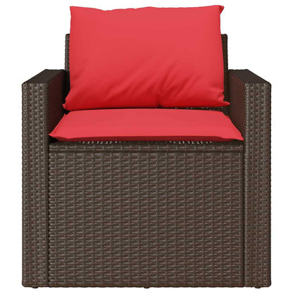 Set Divano da Giardino 4 pz con Cuscini Marrone in Polyrattan | homemem39