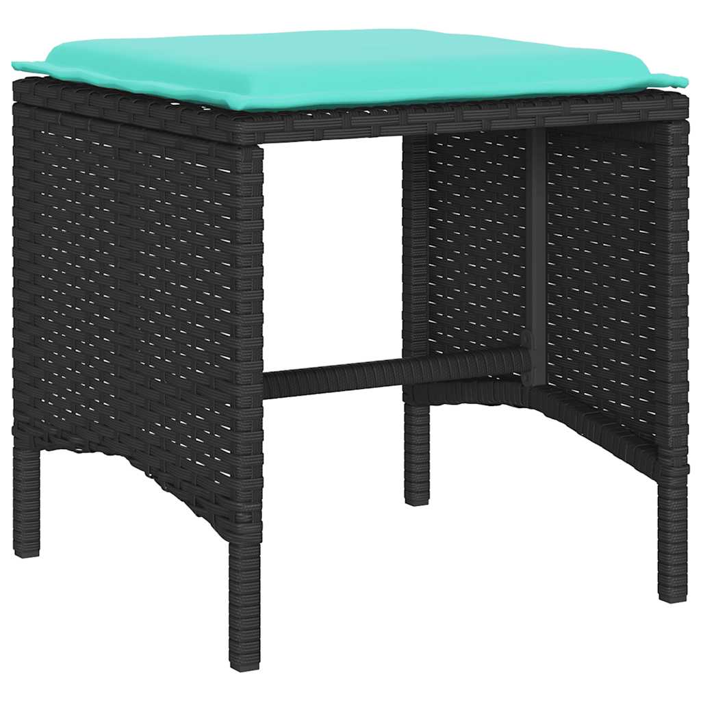 Set Divani da Giardino 4 pz con Cuscini Nero in Polyrattan | homemem39