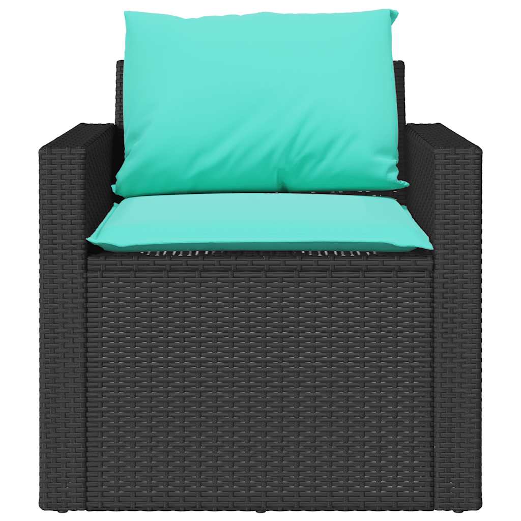 Set Divani da Giardino 4 pz con Cuscini Nero in Polyrattan | homemem39