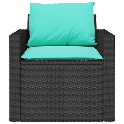 Set Divani da Giardino 4 pz con Cuscini Nero in Polyrattan | homemem39
