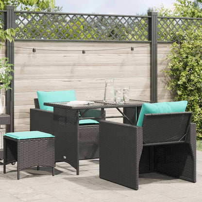 Set Divani da Giardino 4 pz con Cuscini Nero in Polyrattan | homemem39