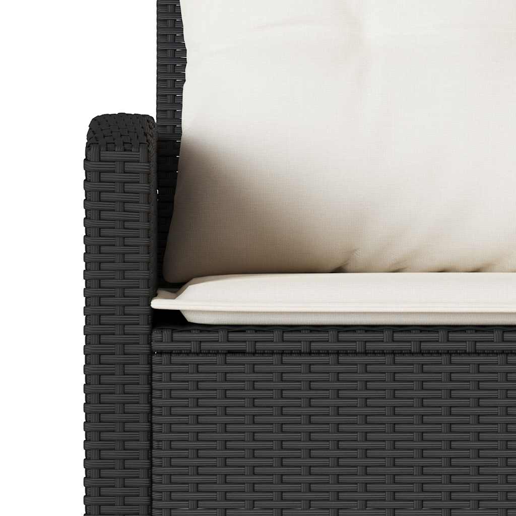 Divano a Forma di L con Cuscini in Polyrattan Nero | homemem39