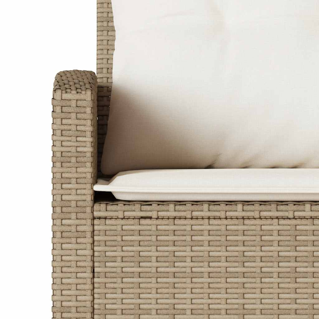 Divano a Forma di L con Cuscini in Polyrattan Beige - homemem39