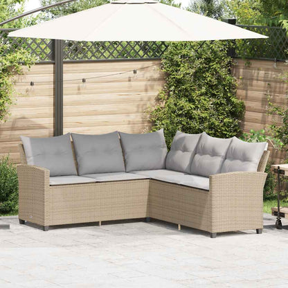 Divano a Forma di L con Cuscini in Polyrattan Beige | homemem39
