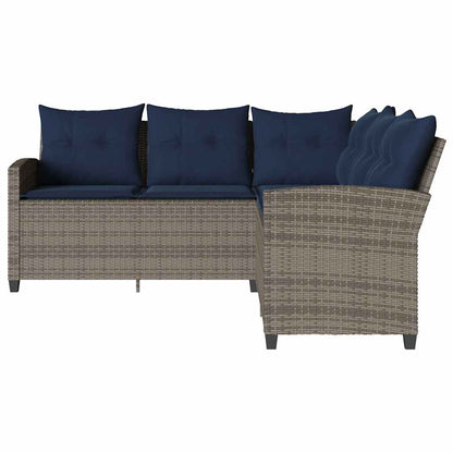 Divano a Forma di L con Cuscini in Polyrattan