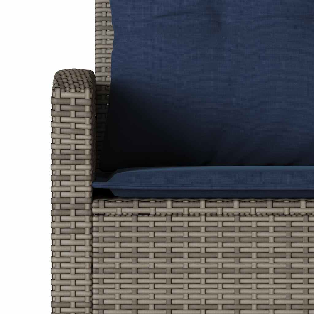 Divano a Forma di L con Cuscini in Polyrattan Grigio | homemem39