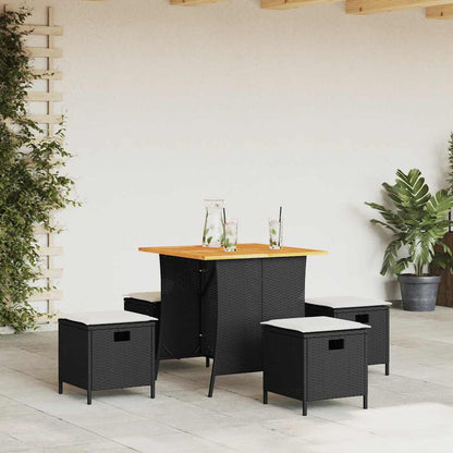 Set da Pranzo da Giardino 5 pz Nero con Cuscini in Polyrattan | homemem39