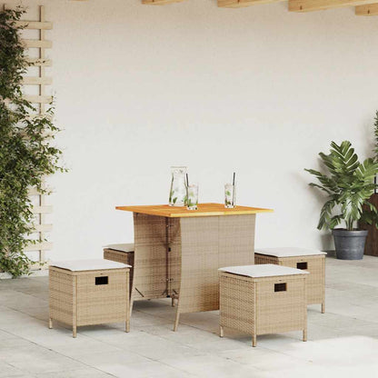 Set da Pranzo da Giardino 5 pz con Cuscini Beige in Polyrattan | homemem39