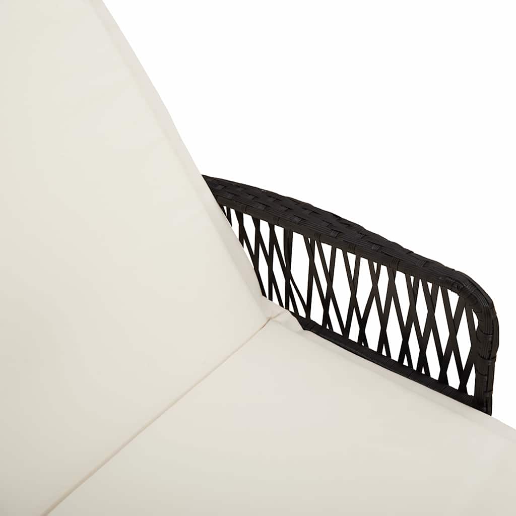 Lettino prendisole con cuscino Nero 157 x 55 x 92cm polyrattan