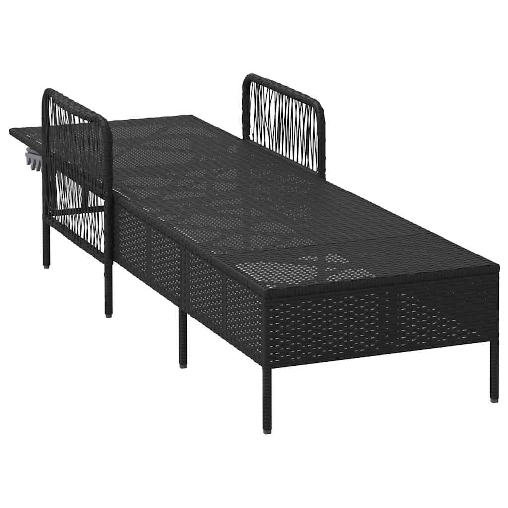 Lettino prendisole con cuscino Nero 157 x 55 x 92cm polyrattan