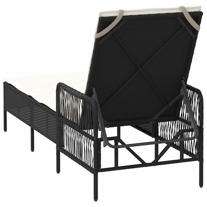Lettino prendisole con cuscino Nero 157 x 55 x 92cm polyrattan