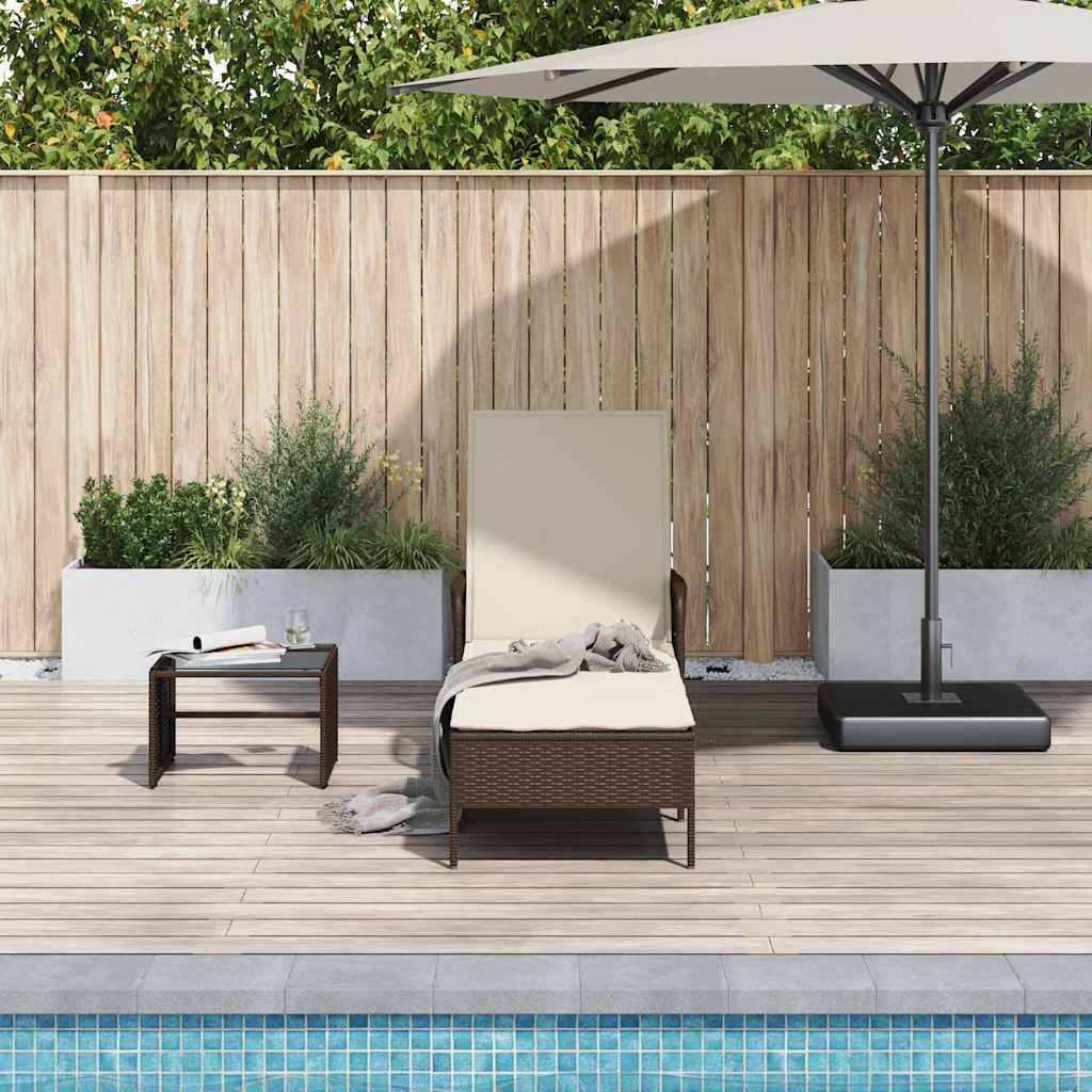 Lettino prendisole 1-persona Marrone 157 x 55 x 92cm polyrattan