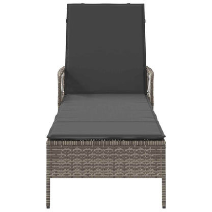 Lettino prendisole 1-persona Grigio 157 x 55 x 92cm polyrattan
