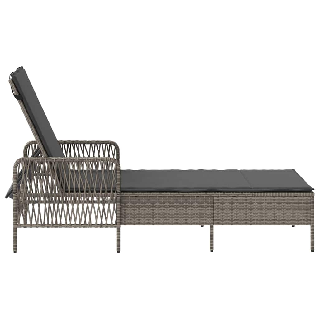 Lettino prendisole 1-persona Grigio 157 x 55 x 92cm polyrattan