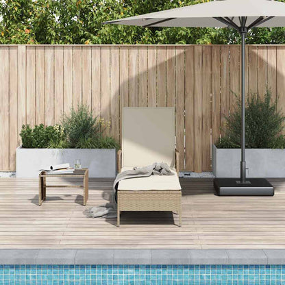 Lettino prendisole con cuscino Beige 157 x 55 x 92cm polyrattan