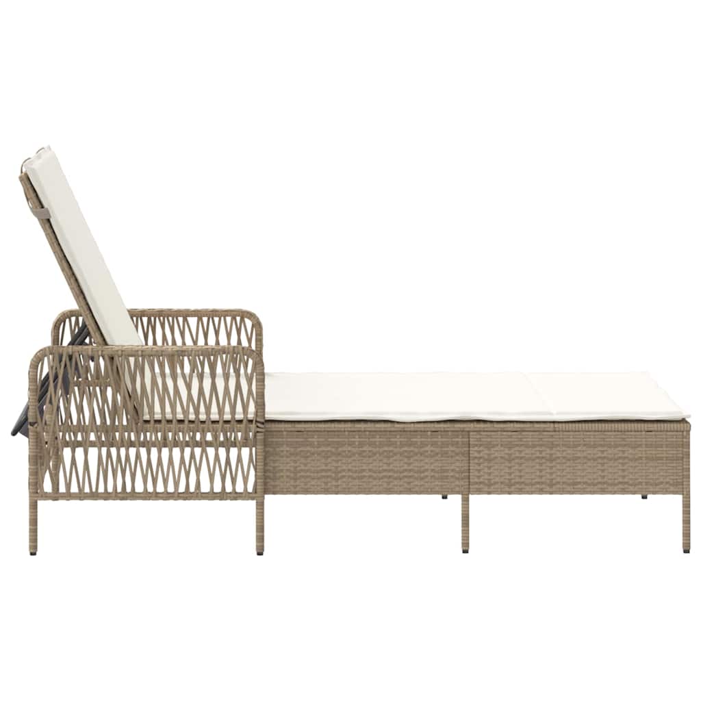 Lettino prendisole con cuscino Beige 157 x 55 x 92cm polyrattan