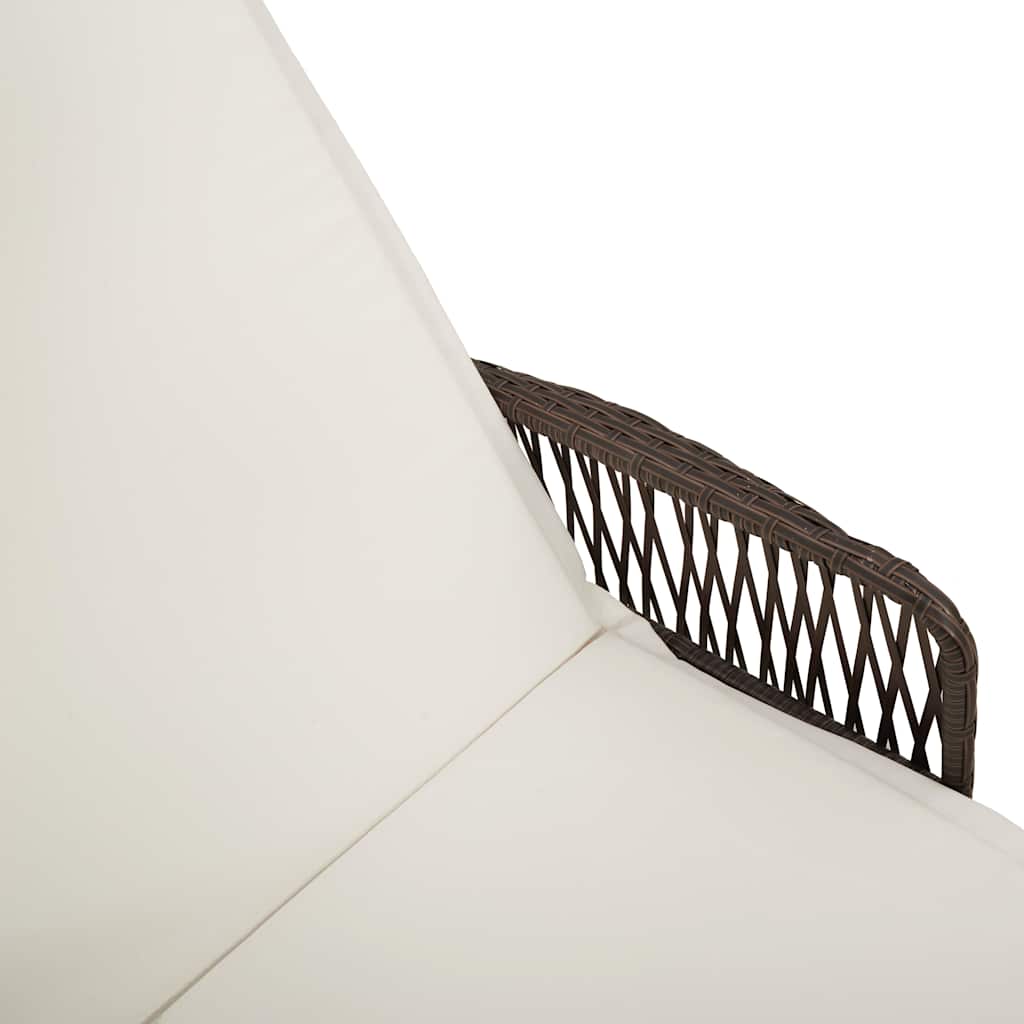 Lettino prendisole con cuscino 2 pcs Marrone polyrattan