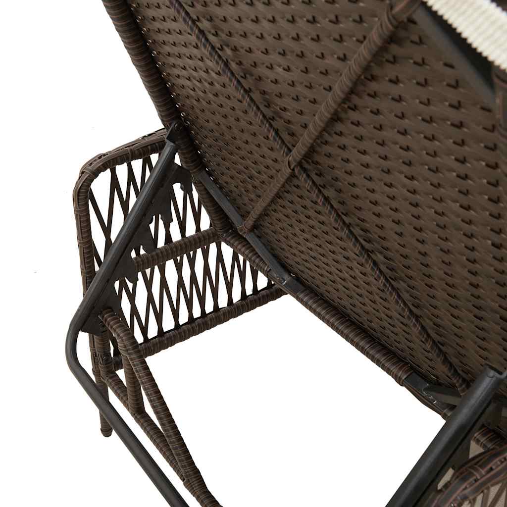 Lettino prendisole con cuscino 2 pcs Marrone polyrattan