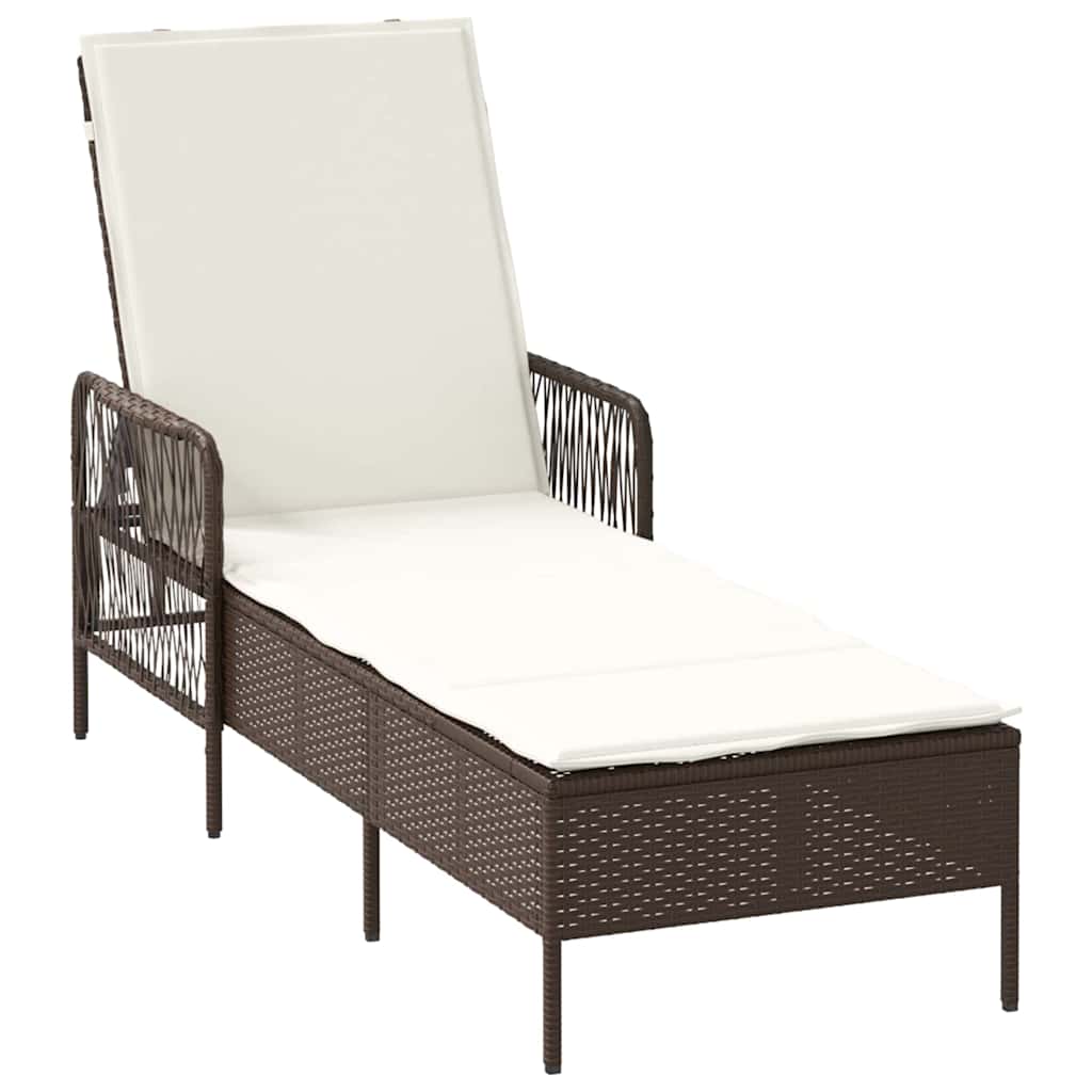 Lettino prendisole con cuscino 2 pcs Marrone polyrattan
