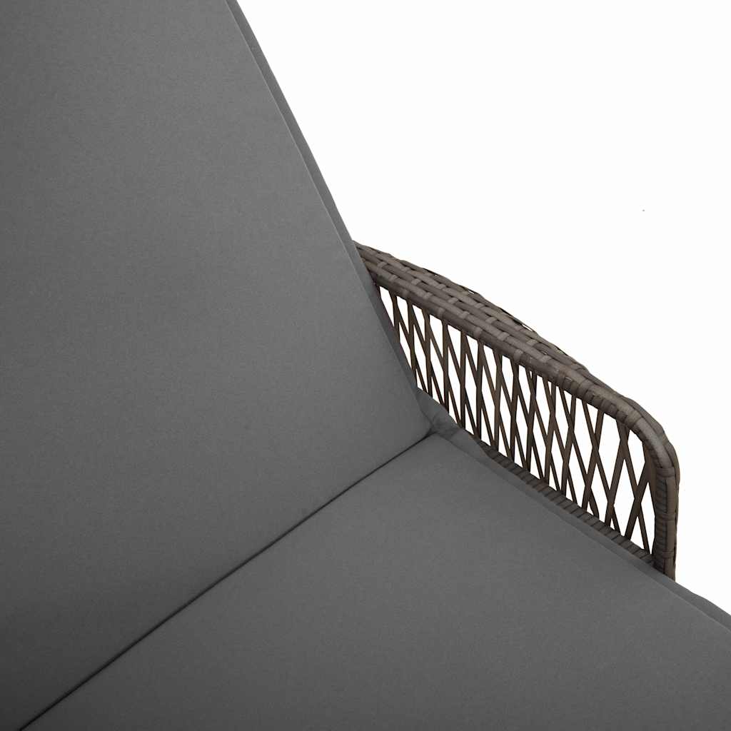 Lettino prendisole con cuscino 2 pcs Grigio polyrattan