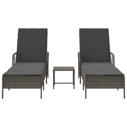 Lettino prendisole con cuscino 2 pcs Grigio polyrattan