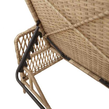 Lettino prendisole con cuscino 2-persona 2 pcs Beige polyrattan