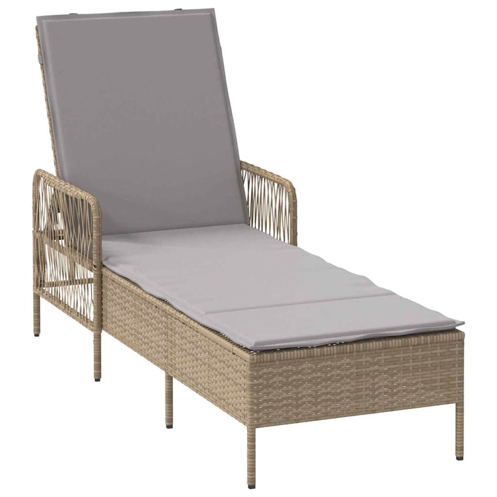 Lettino prendisole con cuscino 2-persona 2 pcs Beige polyrattan