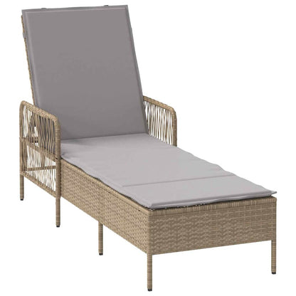 Lettino prendisole con cuscino 2-persona 2 pcs Beige polyrattan