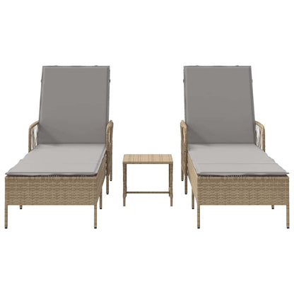 Lettino prendisole con cuscino 2-persona 2 pcs Beige polyrattan