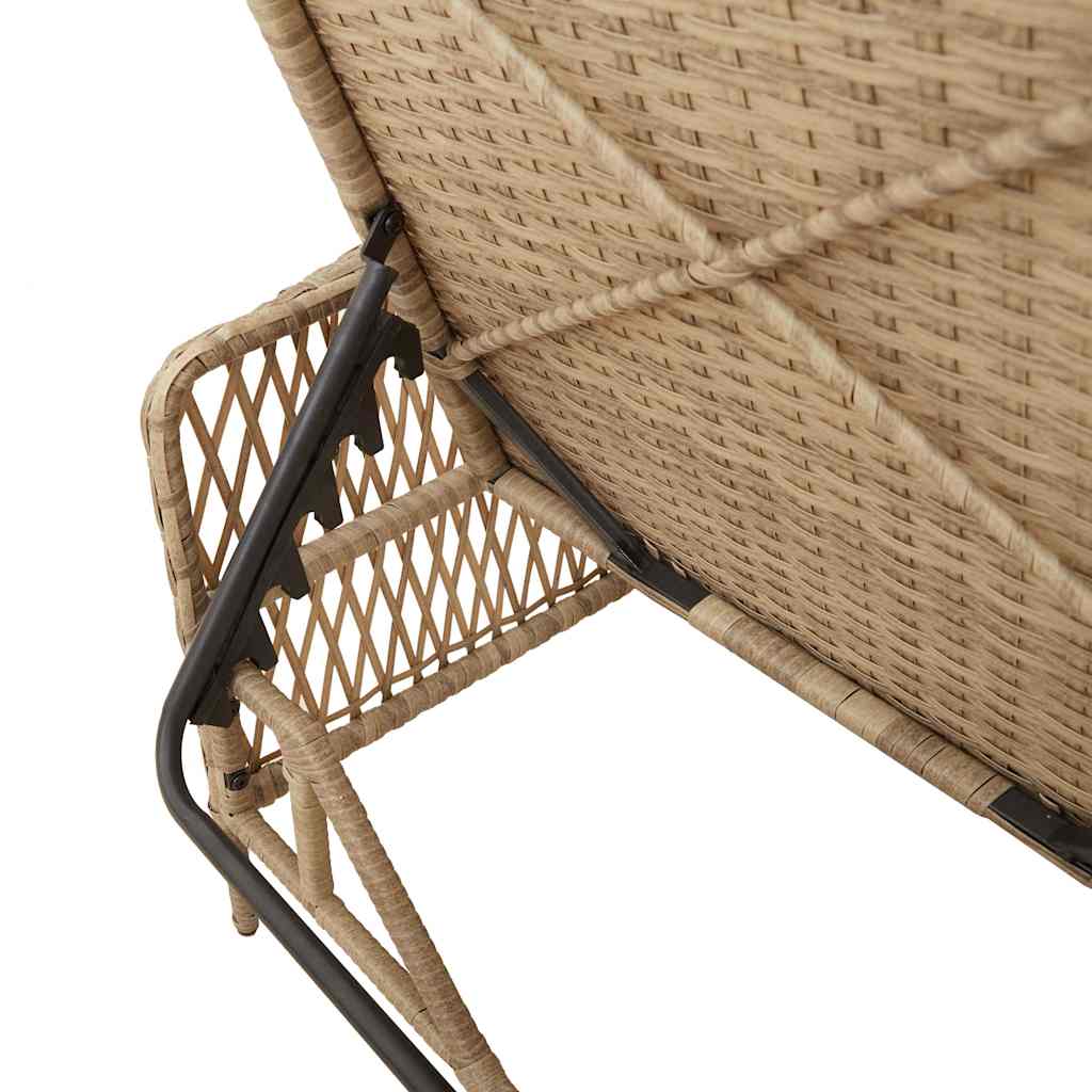 Lettino prendisole con cuscino 2-persona 2 pcs Beige polyrattan