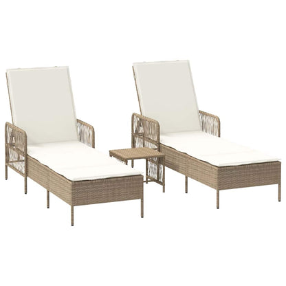Lettino prendisole con cuscino 2-persona 2 pcs Beige polyrattan