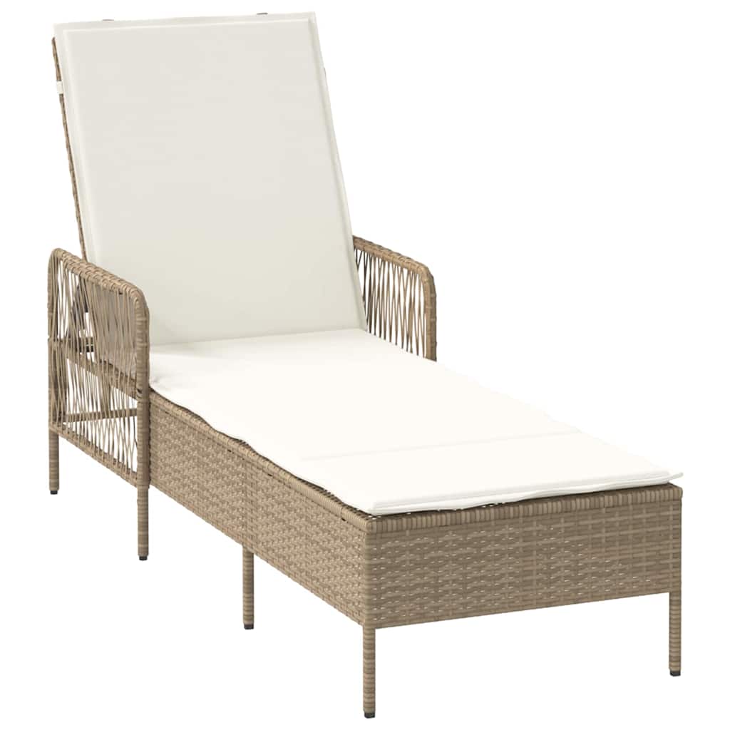Lettino prendisole con cuscino 2-persona 2 pcs Beige polyrattan