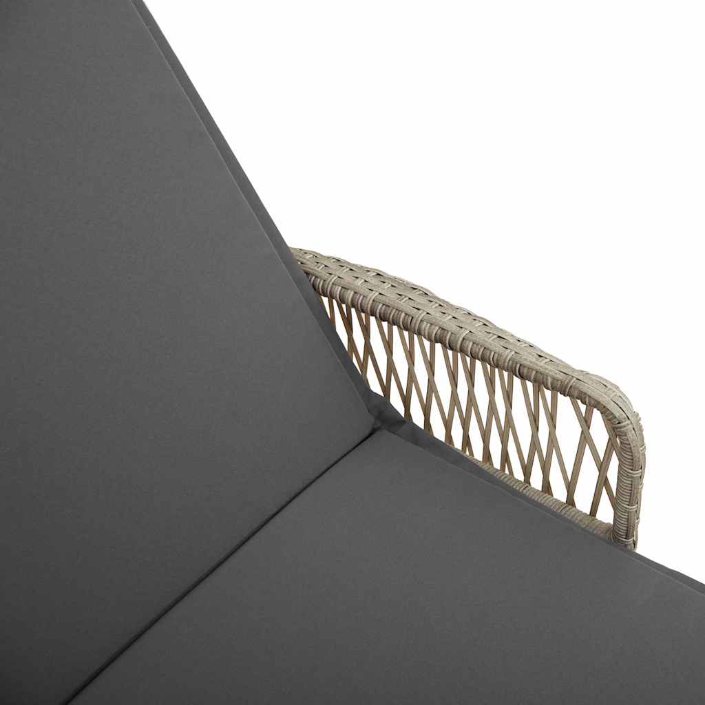 Lettino prendisole con cuscino 2 pcs Grigio chiaro polyrattan