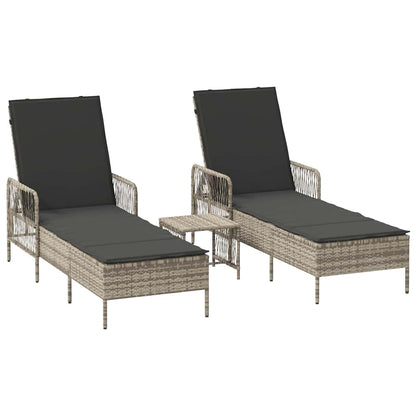 Lettino prendisole con cuscino 2 pcs Grigio chiaro polyrattan