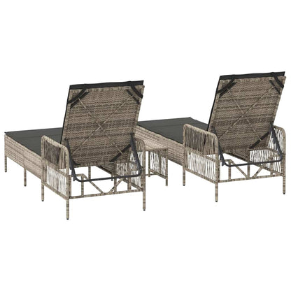 Lettino prendisole con cuscino 2 pcs Grigio chiaro polyrattan