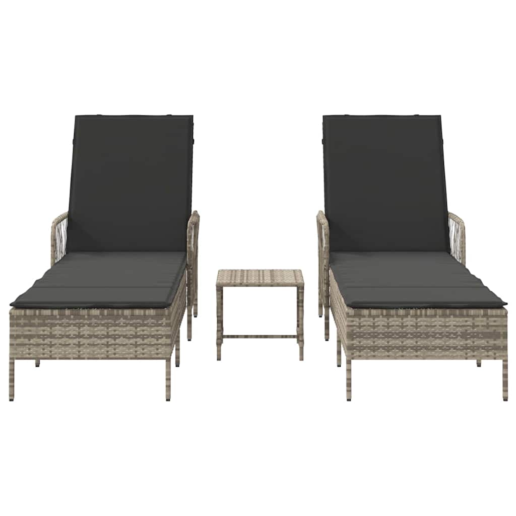 Lettino prendisole con cuscino 2 pcs Grigio chiaro polyrattan