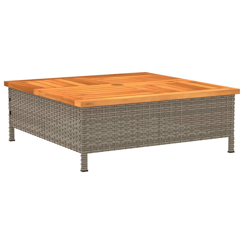 Copertura Base Ombrellone Grigia 70x70x25cm Polyrattan e Acacia