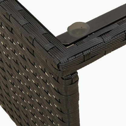 Divano da Giardino con Tavolo e Cuscini a L Nero in Polyrattan | homemem39