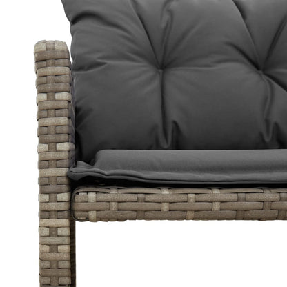 Divano da Giardino con Tavolo e Cuscini a L Grigio Polyrattan | homemem39