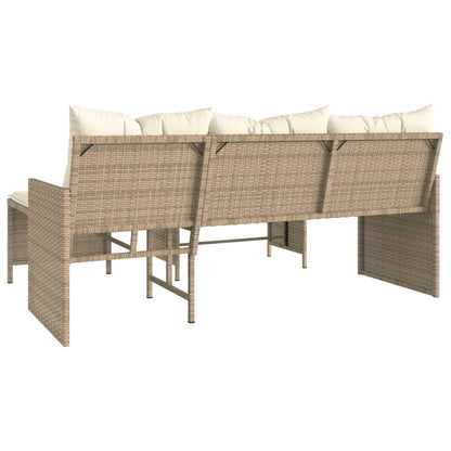 Divano da Giardino con Tavolo e Cuscini a L Beige in Polyrattan | homemem39