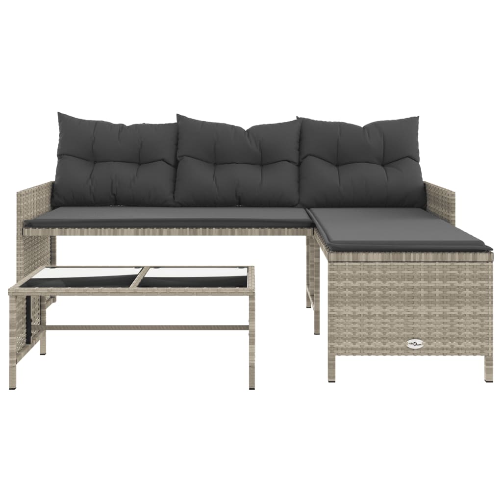 Divano Giardino Tavolo e Cuscini a L Grigio Chiaro Polyrattan | homemem39