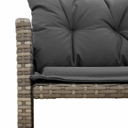 Divano da Giardino con Tavolo e Cuscini a L Grigio Polyrattan | homemem39