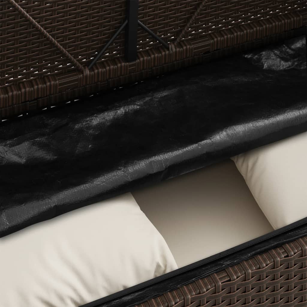 Panca da Giardino con Cuscini Marrone in Polyrattan | homemem39